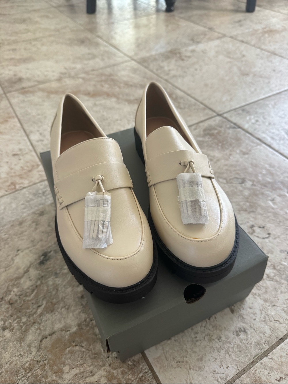 LOFT Cream Platform Tassel Loafers